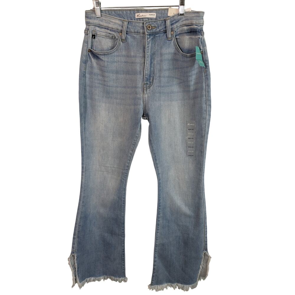 NWT KanCan High Rise Flare Raw Hem Light Wash Jeans Size 30